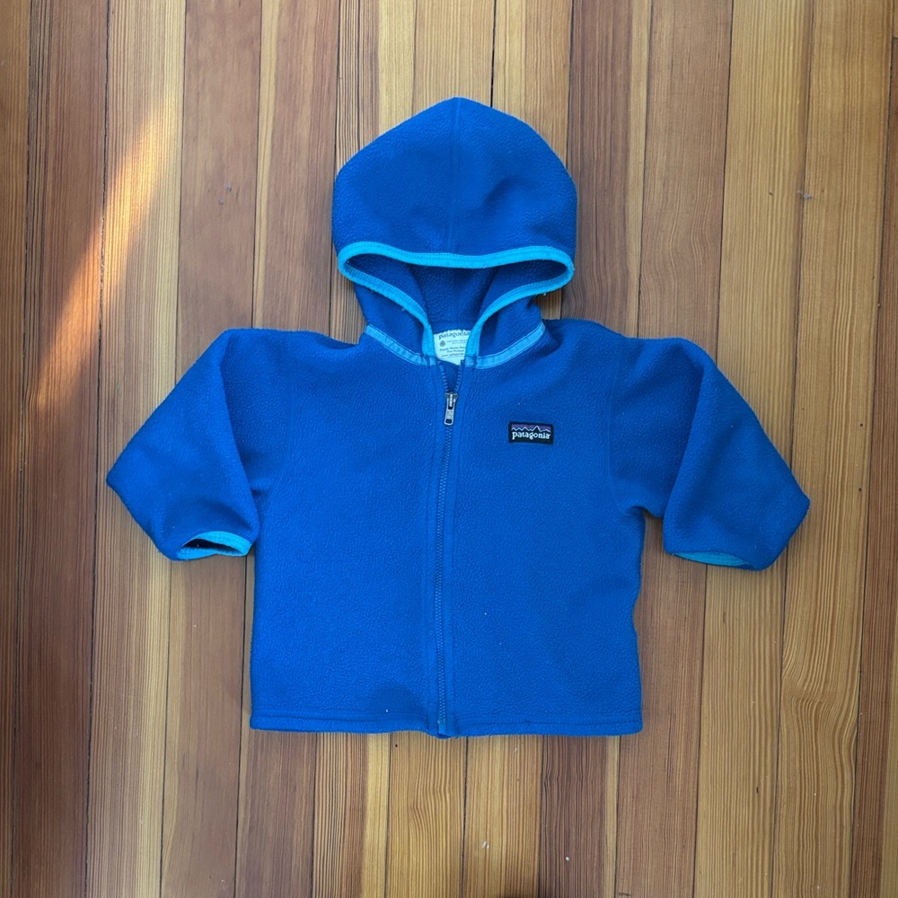 Patagonia Kids Bright Blue Fleece Hoodie, 18mos